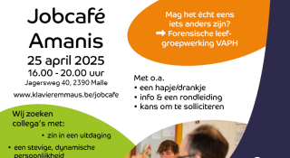 Banner voor het jobcafé van Amanis.